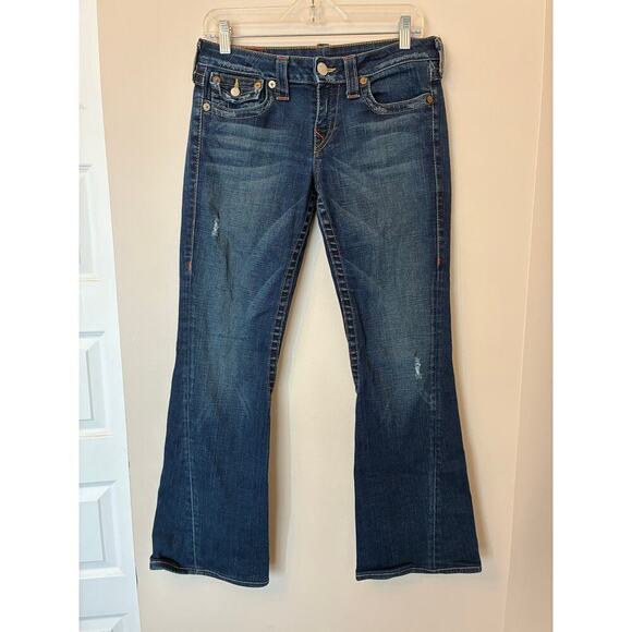 True Religion Women's Jeans Dark Wash Joey Denim Low Rise Vintage Flare Size 30 - Picture 1 of 6
